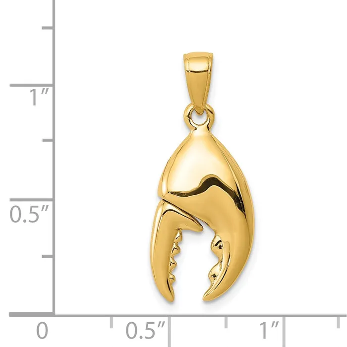 14k Yellow Gold 3D Moveable Stone Crab Claw Pendant Goldia Necklaces