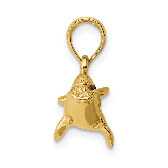 14k Yellow Gold 3D Polished Bowhead Whale Charm Goldia Charm Necklaces