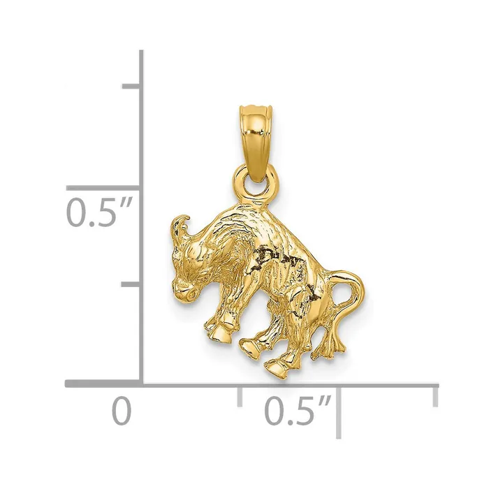 14k Yellow Gold 3D Taurus Zodiac Charm Goldia Charm Necklaces