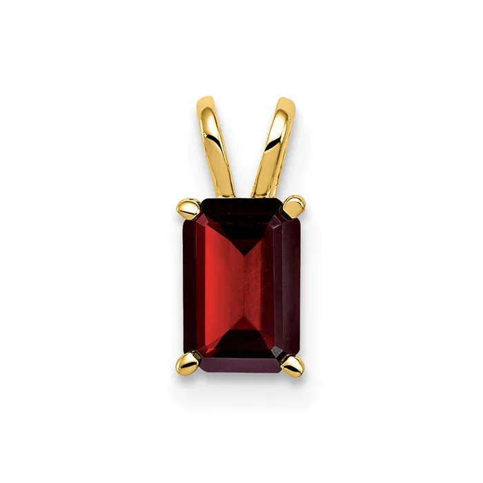 14K Yellow Gold 6x4mm Emerald Cut Garnet pendant Goldia Necklaces