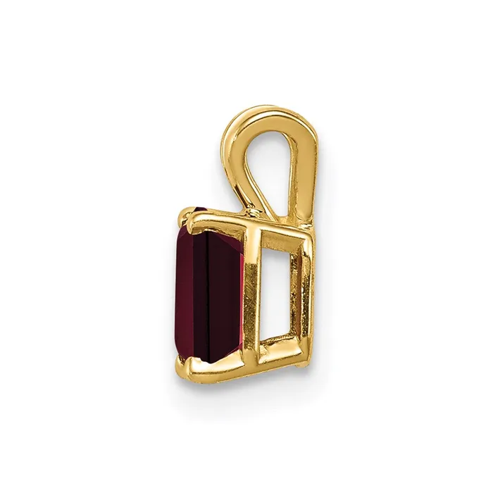 14K Yellow Gold 6x4mm Emerald Cut Garnet pendant Goldia Necklaces