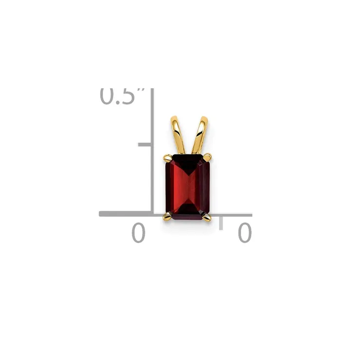 14K Yellow Gold 6x4mm Emerald Cut Garnet pendant Goldia Necklaces