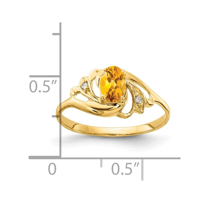 14K Yellow Gold 6x4mm Oval Citrine AA Real Diamond ring Goldiacom Rings