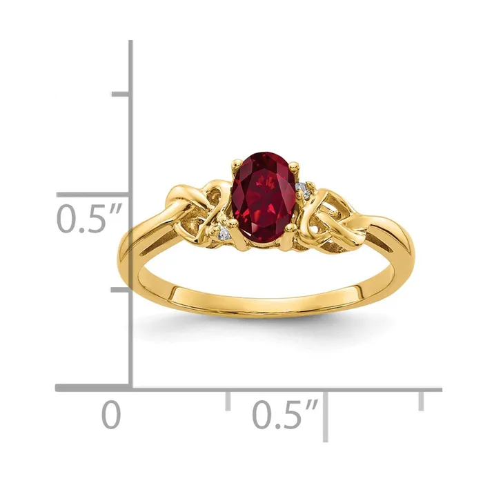 14K Yellow Gold 6x4mm Oval Created Ruby A Real Diamond ring Goldia Rings