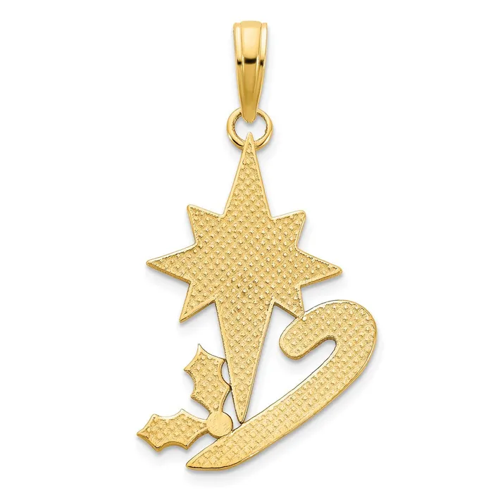 14k Yellow Gold Epoxy Candy Cane and North Star Pendant Goldia Necklaces