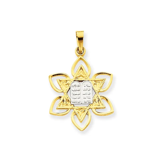 14k Yellow Gold Fancy Star of David wTablet Pendant Goldia Necklaces