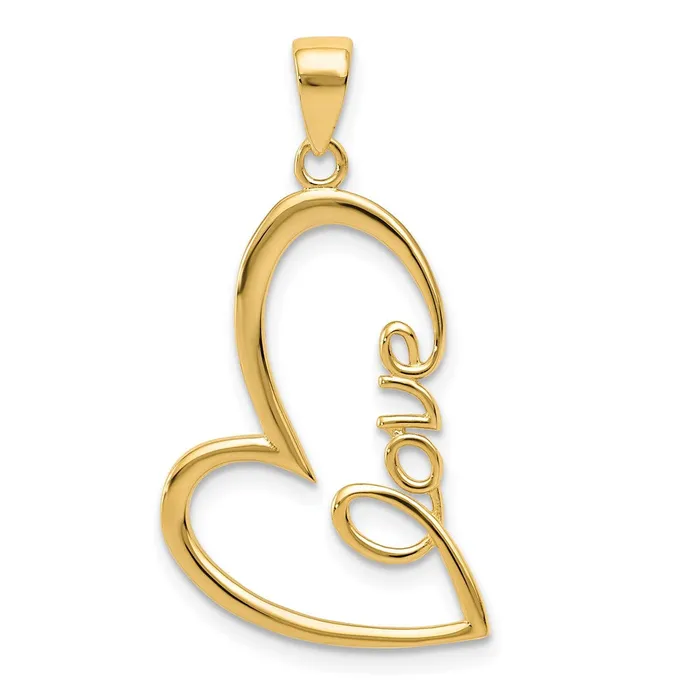 14k Yellow Gold Gold Polished LOVE Heart Pendant Goldia Necklaces