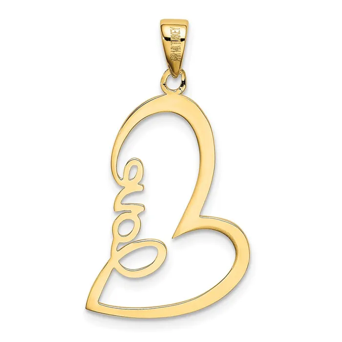 14k Yellow Gold Gold Polished LOVE Heart Pendant Goldia Necklaces