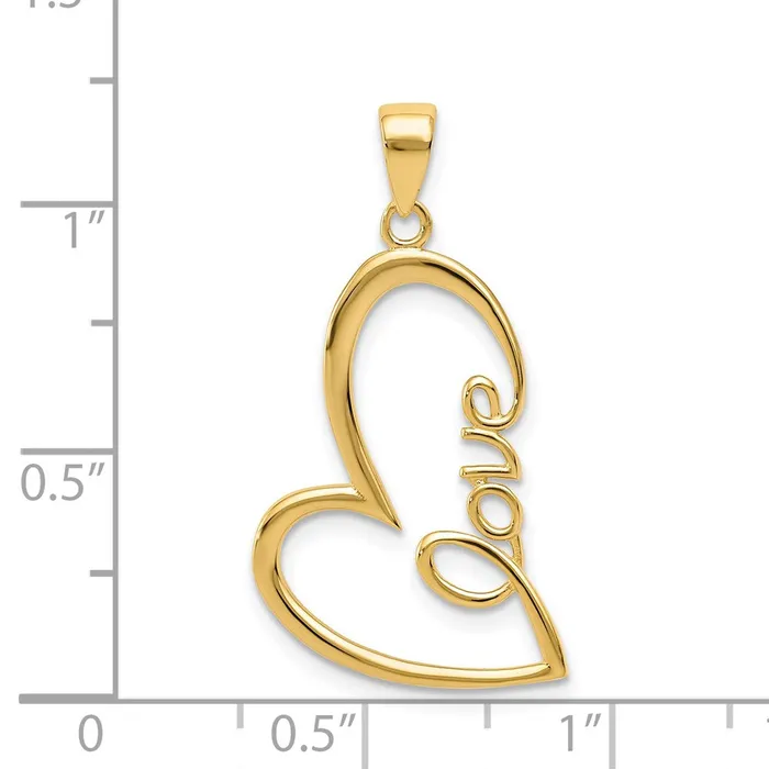 14k Yellow Gold Gold Polished LOVE Heart Pendant Goldia Necklaces