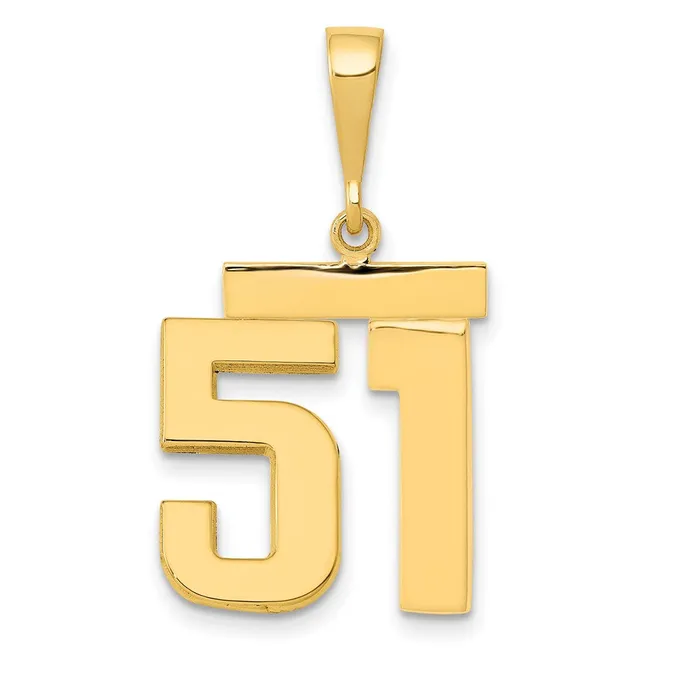 14k Yellow Gold Medium Polished Number 51 Charm Goldia Charm Necklaces
