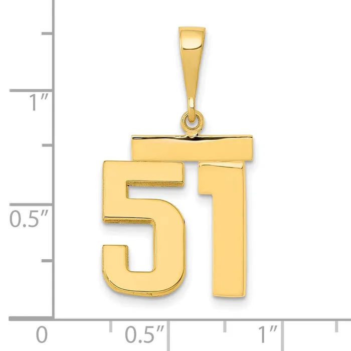 14k Yellow Gold Medium Polished Number 51 Charm Goldia Charm Necklaces