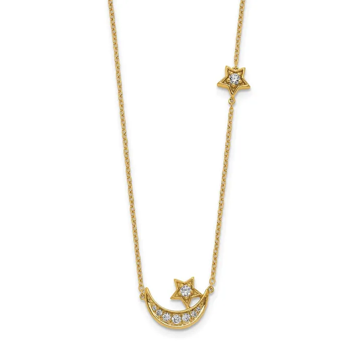 14K Yellow Gold Moon u0026 Star Real Diamond 18in Necklace Goldia Necklaces 14K Yellow Gold Moon u0026 Star Real Diamond 18in Necklace Goldia Necklaces