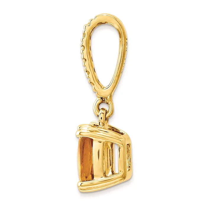14K Yellow Gold Real Diamond and Citrine Pendant Goldia Necklaces