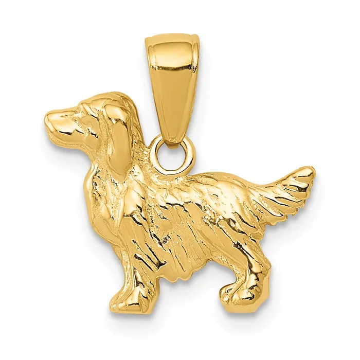 14k Yellow Gold Springer Spaniel Dog Pendant Goldia Necklaces