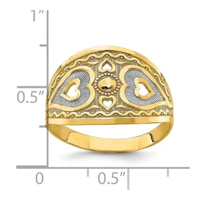 14k Yellow Gold w Hearts Starburst Ring Goldia Rings