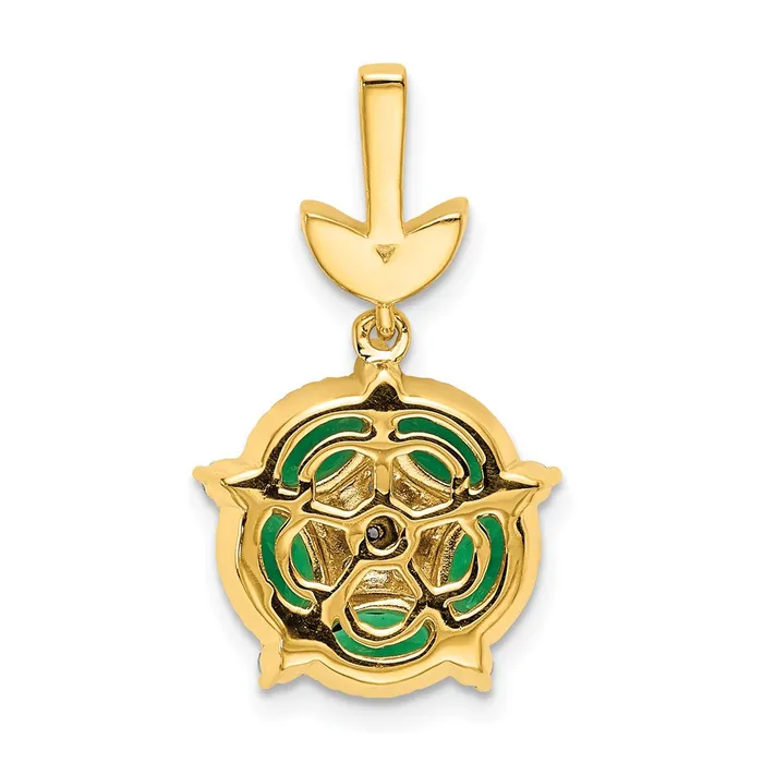 14K Yellow Gold YG Lab Grown Real Diamond SI1SI2 G H I Floral Crtd Emerald Pendant Goldia Necklaces