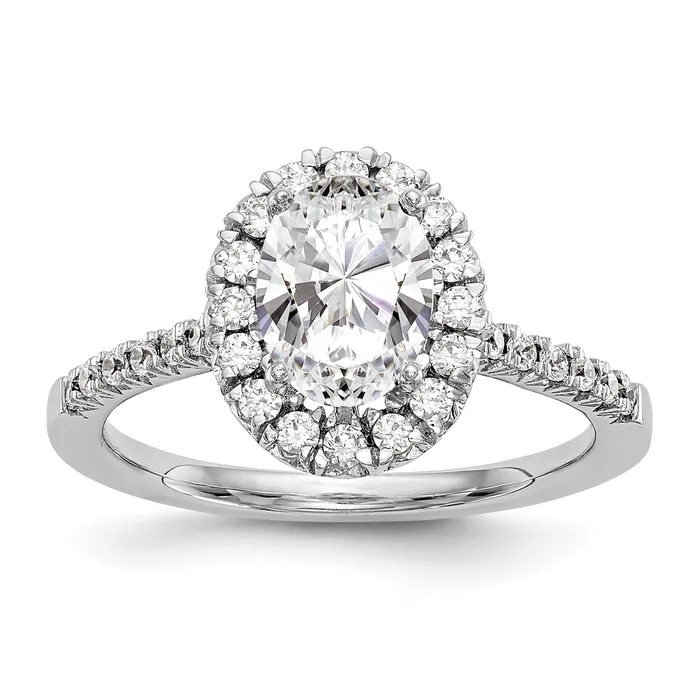 14kw Oval Halo Simulated Diamond Engagement Ring Goldiacom Rings