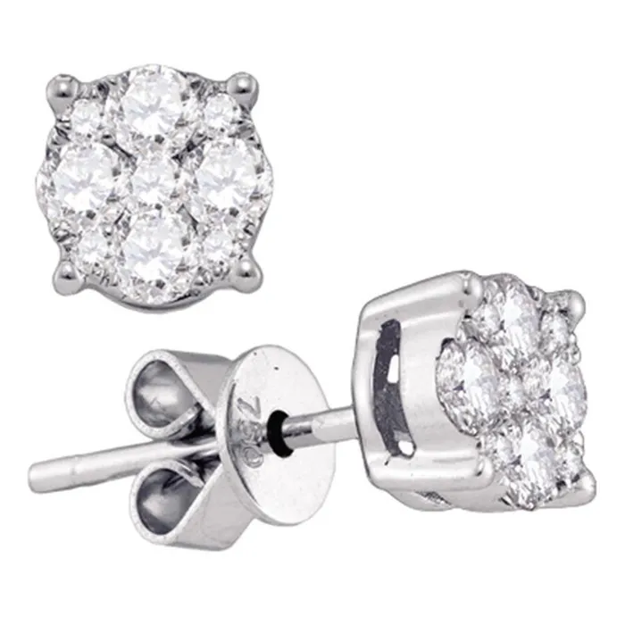 18k White Gold Round Diamond Cluster Stud Earrings 138 Cttw gndatlanta Earrings 18k White Gold Round Diamond Cluster Stud Earrings 138 Cttw gndatlanta Earrings