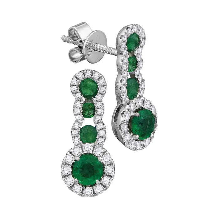 18k White Gold Round Emerald Diamond Fashion Earrings 113 Cttw gndatlanta Earrings 18k White Gold Round Emerald Diamond Fashion Earrings 113 Cttw gndatlanta Earrings