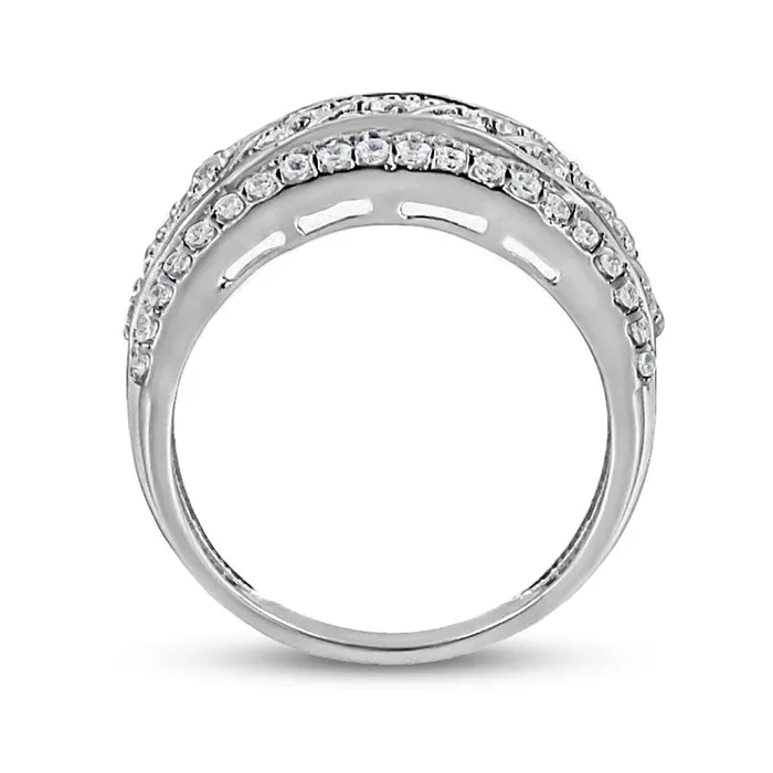20 CT TW Baguette and Round Natural Diamond Slanted MultiRow Ring in Sterling Silver Goldia Rings 20 CT TW Baguette and Round Natural Diamond Slanted MultiRow Ring in Sterling Silver Goldia Rings