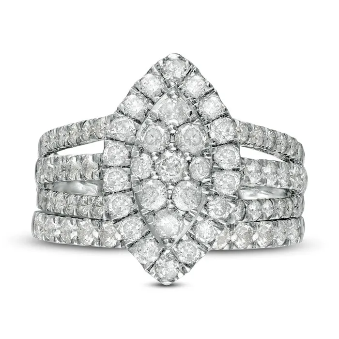 20 CT TW Composite Natural Diamond Double Marquise Frame MultiRow Bridal Engagement Ring Set in Solid 10K White Gold Goldia Rings 20 CT TW Composite Natural Diamond Double Marquise Frame MultiRow Bridal Engagement Ring Set in Solid 10K White Gold Goldia Rings