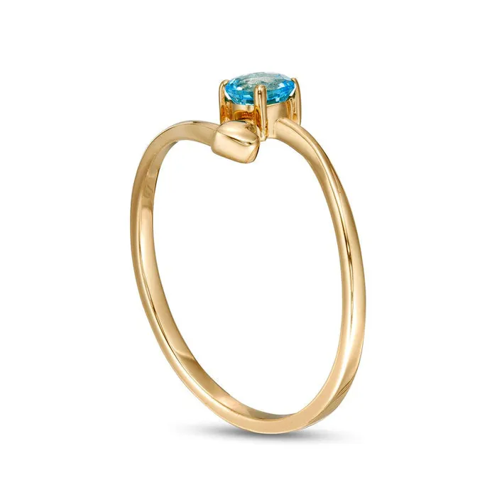 40mm Swiss Blue Topaz and Polished Heart Open Wrap Ring in Solid 10K Yellow Gold Goldia Rings 40mm Swiss Blue Topaz and Polished Heart Open Wrap Ring in Solid 10K Yellow Gold Goldia Rings