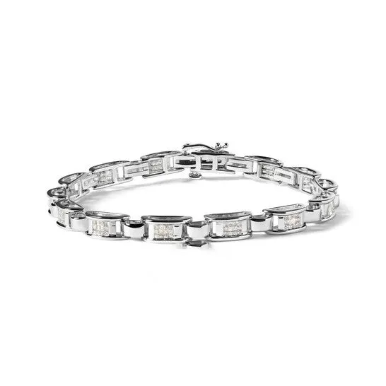 Bracelets JMS always Original Haus of Brilliance 14K White Gold 100 Cttw PrincessCut Diamond Link Bracelet IJ Color I1I2 Clarity Size 725 Bracelets JMS always Original Haus of Brilliance 14K White Gold 100 Cttw PrincessCut Diamond Link Bracelet IJ Color I1I2 Clarity Size 725