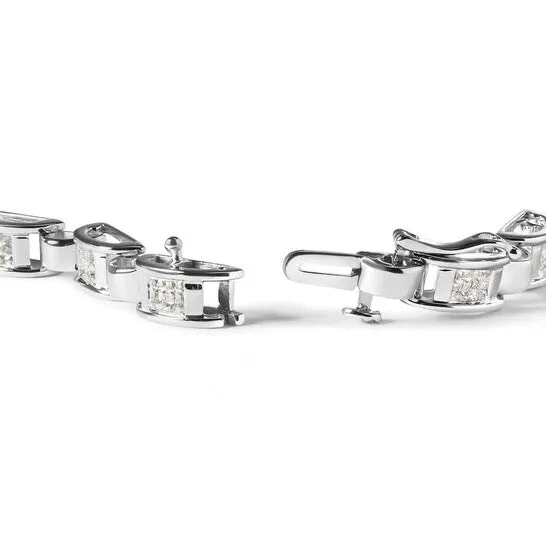 Bracelets JMS always Original Haus of Brilliance 14K White Gold 100 Cttw PrincessCut Diamond Link Bracelet IJ Color I1I2 Clarity Size 725 Bracelets JMS always Original Haus of Brilliance 14K White Gold 100 Cttw PrincessCut Diamond Link Bracelet IJ Color I1I2 Clarity Size 725