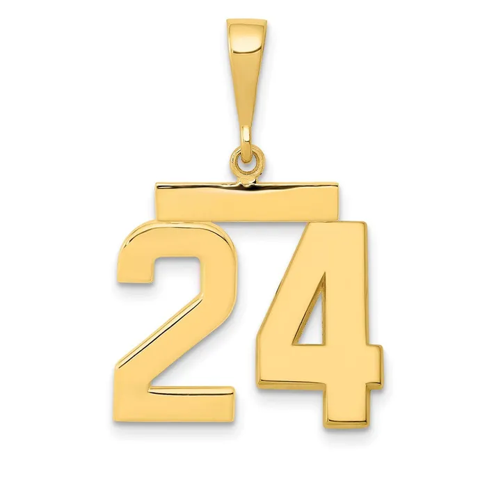 Charm Necklaces 14k Yellow Gold Medium Polished Number 24 Charm Goldia