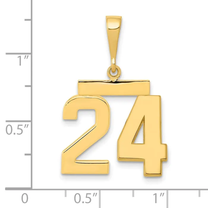 Charm Necklaces 14k Yellow Gold Medium Polished Number 24 Charm Goldia