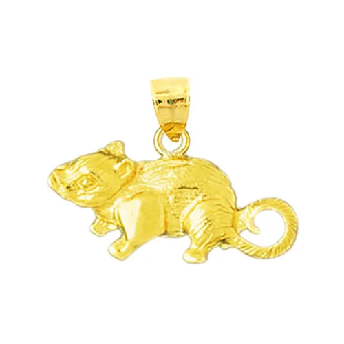 Charm Necklaces Goldia 14K Gold Wooden Mouse Charm