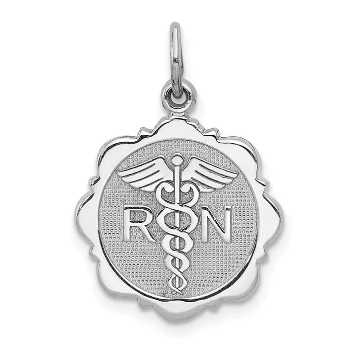 Charm Necklaces Goldia 14k White Gold RN Registered Nurse Disc Charm