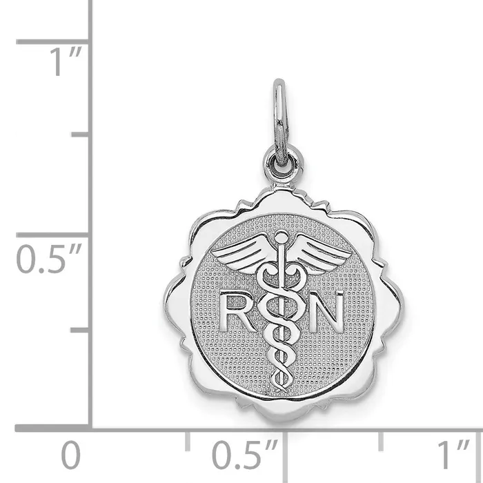 Charm Necklaces Goldia 14k White Gold RN Registered Nurse Disc Charm