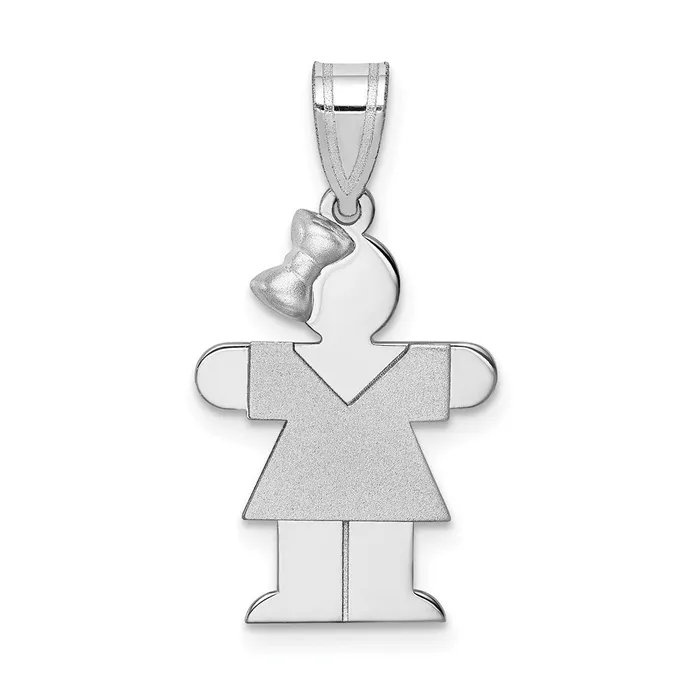 Charm Necklaces Goldia 14k White Gold Small Girl wBow on Left Engravable Charm Charm Necklaces Goldia 14k White Gold Small Girl wBow on Left Engravable Charm