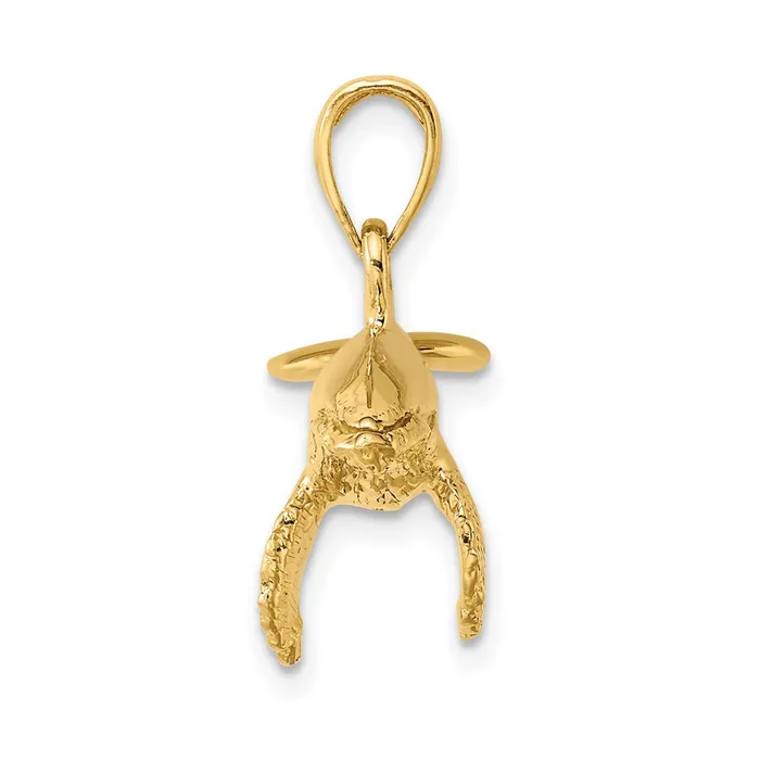 Charm Necklaces Goldia 14k Yellow Gold 3D w Textured Underside Humpback Whale Charm