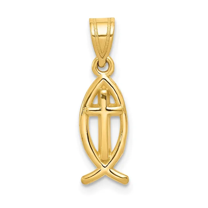 Charm Necklaces Goldia 14k Yellow Gold Ichthus Fish Charm