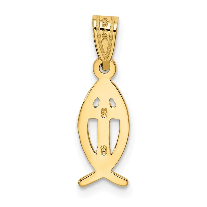 Charm Necklaces Goldia 14k Yellow Gold Ichthus Fish Charm
