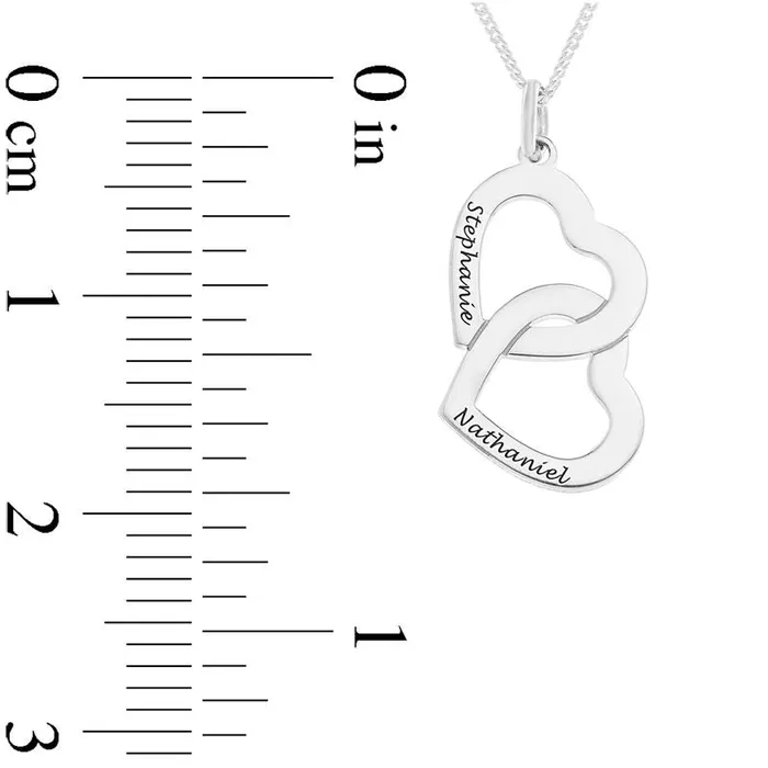 Couples Interlocking Hearts Pendant in Sterling Silver 2 Names Goldia Necklaces Couples Interlocking Hearts Pendant in Sterling Silver 2 Names Goldia Necklaces