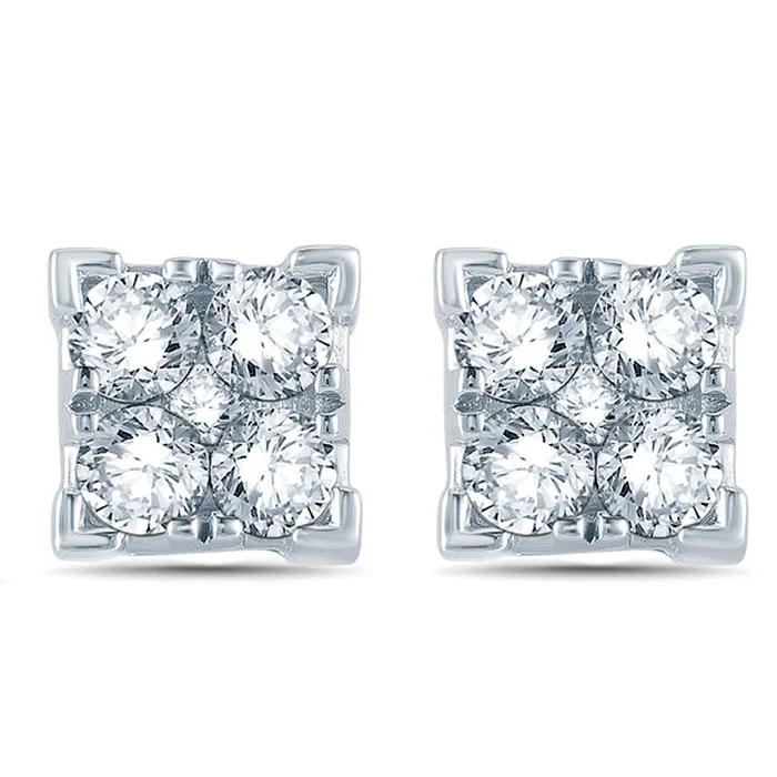 Earrings 025 CT TW Diamond Stud Earrings in 10K White Gold Goldia