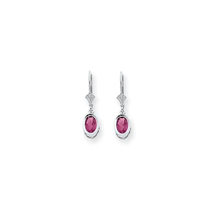 Earrings 14k White Gold 7x5mm Oval Pink Tourmaline leverback earring Goldia Earrings 14k White Gold 7x5mm Oval Pink Tourmaline leverback earring Goldia