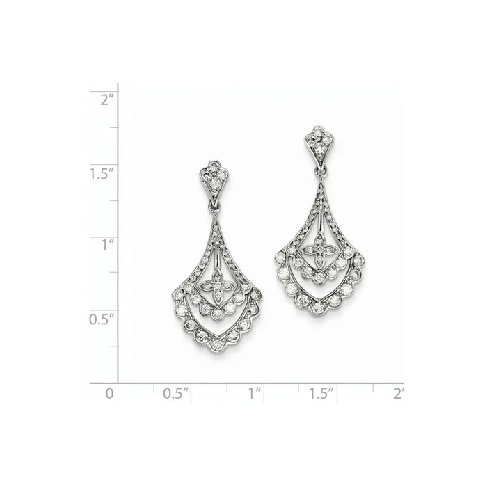 Earrings 14k White Gold Real Diamond Dangle Post Earrings Goldia