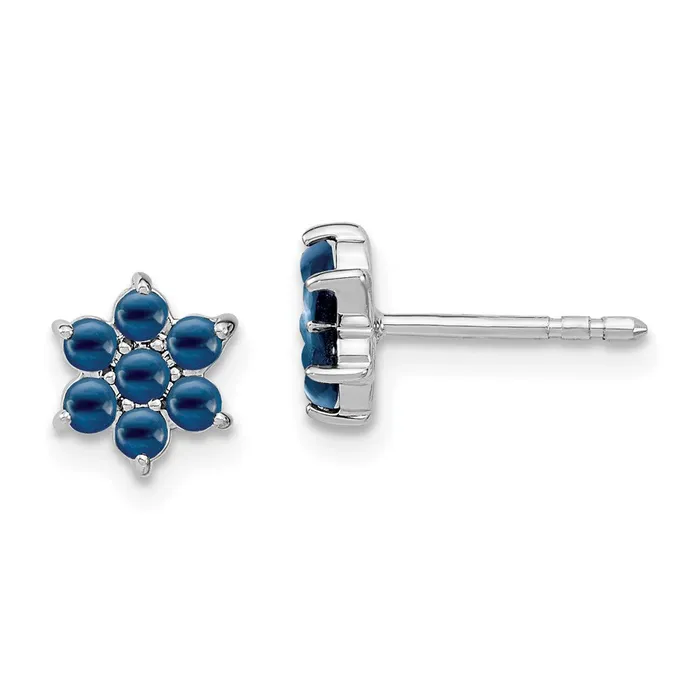 Earrings 14k White Gold Sapphire Floral Post Earrings Goldia