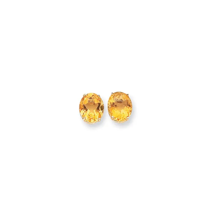 Earrings 14k Yellow Gold 12x10mm Oval Citrine Checker Earrings Goldia