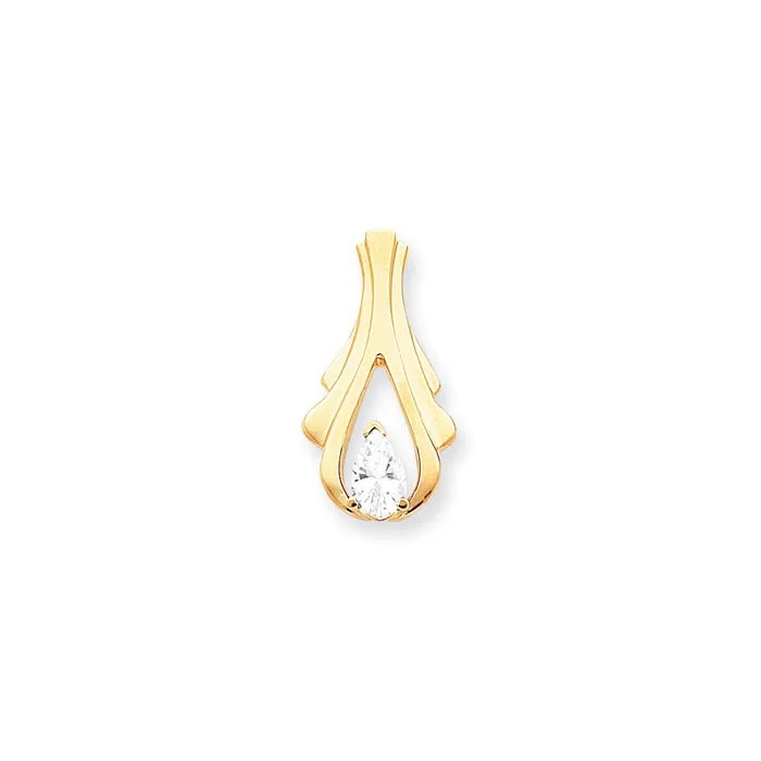 Earrings 14k Yellow Gold 8x5mm Pear Cubic Zirconia slide Goldia