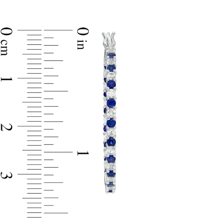 Earrings Alternating LabCreated Blue and White Sapphire InsideOut Hoop Earrings in Sterling Silver Goldia Earrings Alternating LabCreated Blue and White Sapphire InsideOut Hoop Earrings in Sterling Silver Goldia