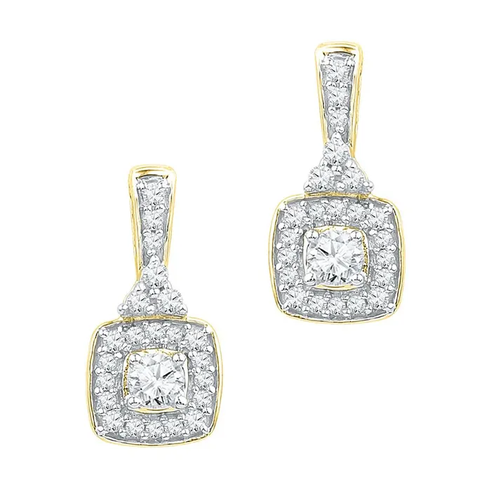 Earrings gndatlanta 10k Yellow Gold Round Diamond Dangle Earrings 38 Cttw Earrings gndatlanta 10k Yellow Gold Round Diamond Dangle Earrings 38 Cttw