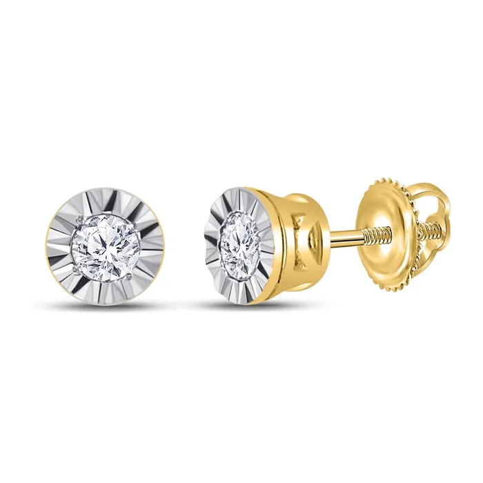 Earrings gndatlanta 10k Yellow Gold Round Diamond Solitaire Illusionset Stud Earrings 110 Cttw Earrings gndatlanta 10k Yellow Gold Round Diamond Solitaire Illusionset Stud Earrings 110 Cttw