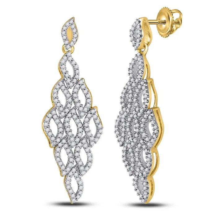 Earrings gndatlanta 10k Yellow Gold Round Diamond Symmetrical Dangle Earrings 34 Cttw Earrings gndatlanta 10k Yellow Gold Round Diamond Symmetrical Dangle Earrings 34 Cttw
