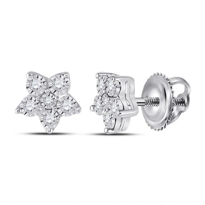 Earrings gndatlanta 14k White Gold Round Diamond Stud Earrings 18 Cttw