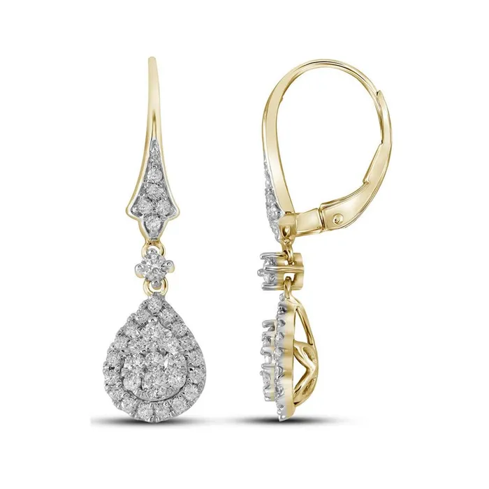 Earrings gndatlanta 14k Yellow Gold Round Diamond Teardrop Cluster Dangle Earrings 78 Cttw Earrings gndatlanta 14k Yellow Gold Round Diamond Teardrop Cluster Dangle Earrings 78 Cttw